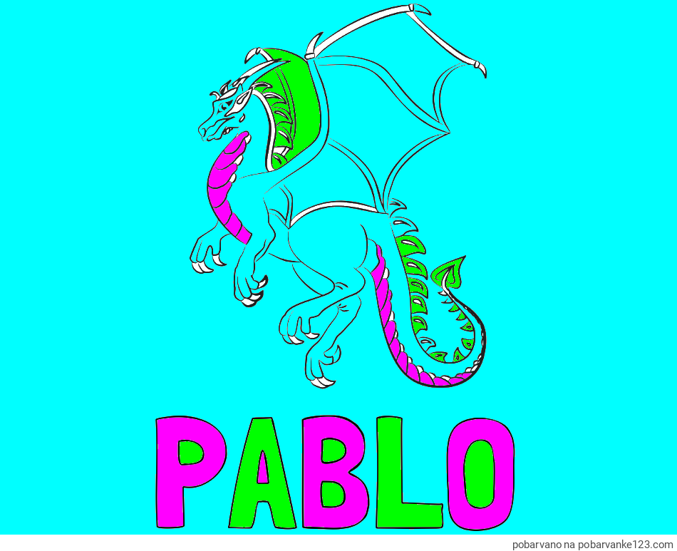 POBARVANA POBARVANKA - Pobarvanka imena PABLO in pobarvanka strašnega zmaja