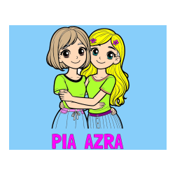 Pobarvana pobarvanka - Pobarvanka imena PIA  AZRA in pobarvanka ljubkih prijateljic