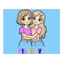 Pobarvana pobarvanka - Pobarvanka imena PIA IN EVA in pobarvanka ljubkih prijateljic