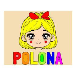 Pobarvana pobarvanka - Pobarvanka imena POLONA in pobarvanka obraza ljubke punčke