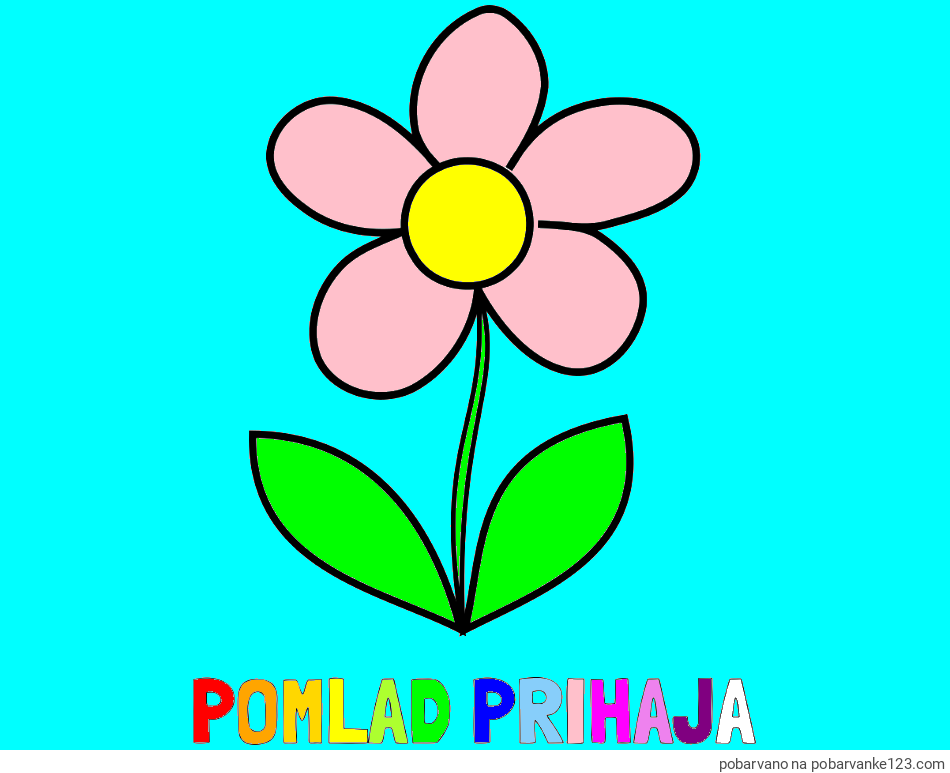 POBARVANA POBARVANKA - Pobarvanka imena POMLAD PRIHAJA in pobarvanka lepe cvetlice