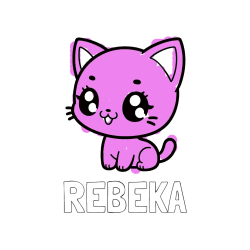 Pobarvana pobarvanka - Pobarvanka imena REBEKA in pobarvnaka ljubke muce v anime slogu