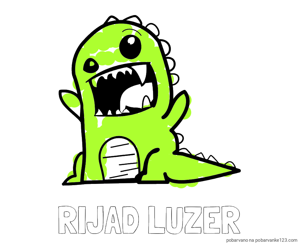POBARVANA POBARVANKA - Pobarvanka imena RIJAD LUZER in pobarvanka strašnega dinozavra