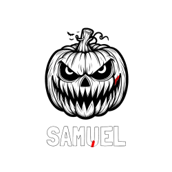 Pobarvana pobarvanka - Pobarvanka imena SAMUEL in pobarvanka zlobne buče za noč čarovnic