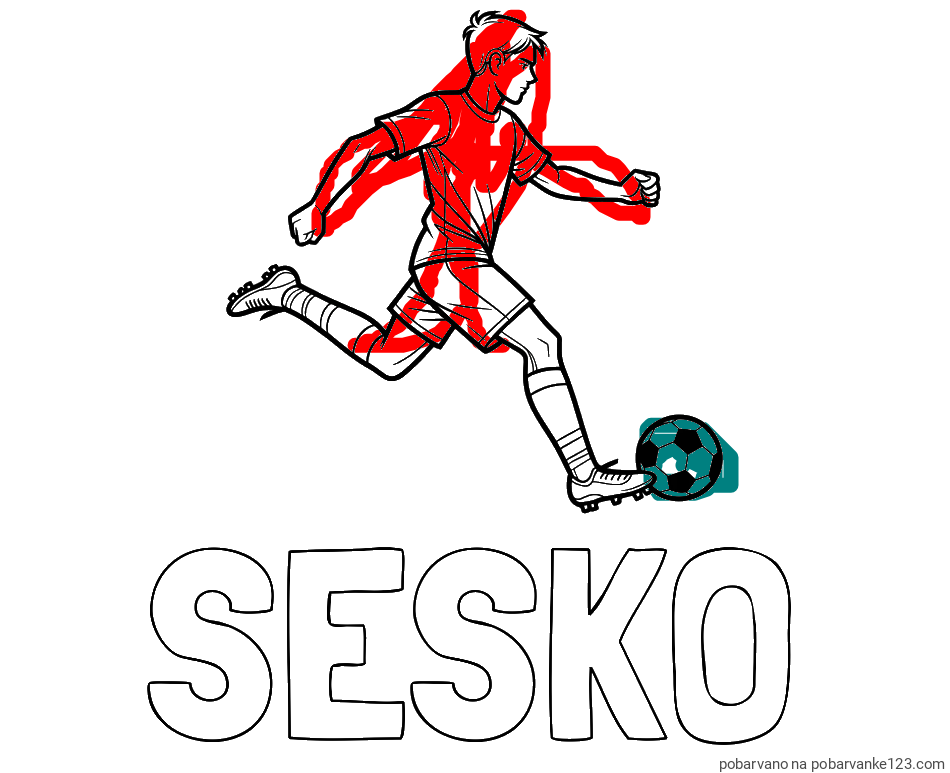POBARVANA POBARVANKA - Pobarvanka imena ŠEŠKO in pobarvanka nogometaša v napadu