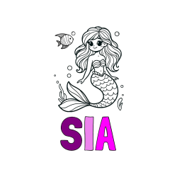 Pobarvana pobarvanka - Pobarvanka imena SIA in pobarvanka male morske deklice in ribice