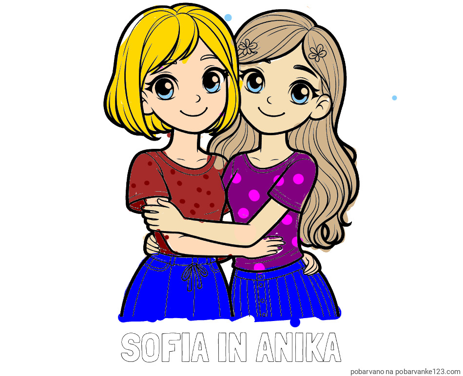 POBARVANA POBARVANKA - Pobarvanka imena SOFIA IN ANIKA in pobarvanka ljubkih prijateljic