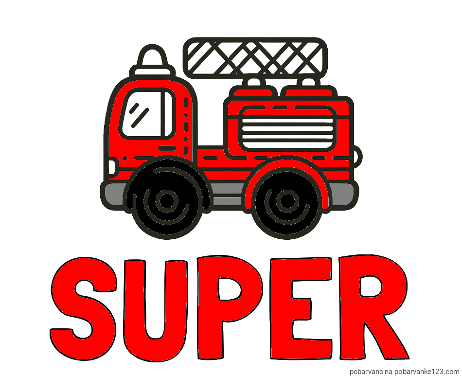POBARVANA POBARVANKA - Pobarvanka imena SUPER in pobarvanka gasilski avto