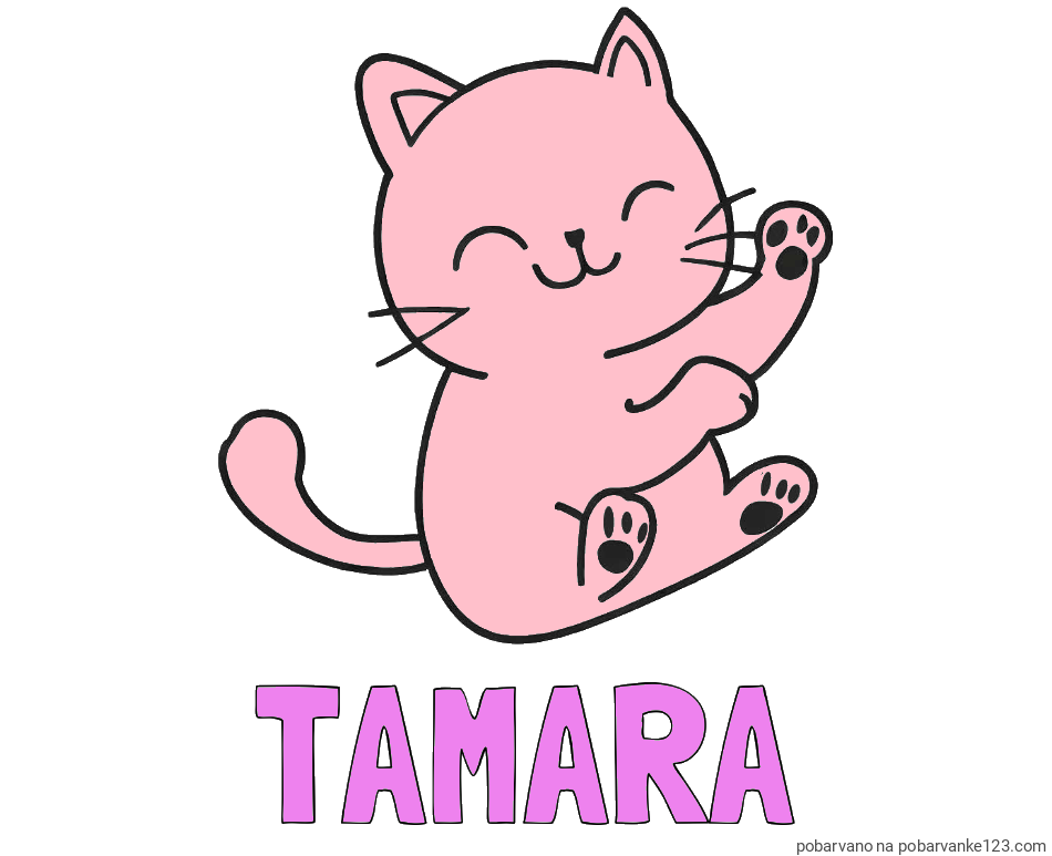 POBARVANA POBARVANKA - Pobarvanka imena TAMARA in pobarvanka razigranega mucka