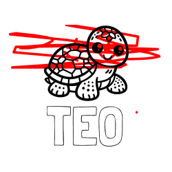 Pobarvana pobarvanka - Pobarvanka imena TEO in otroška pobarvanka želve