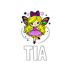 Pobarvana pobarvanka - Pobarvanka imena TIA in ljubka čarobna vila
