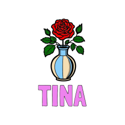 Pobarvana pobarvanka - Pobarvanka imena TINA in pobarvanka čudovite vrtnice v vazi