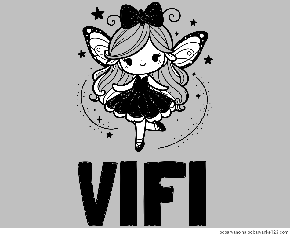 POBARVANA POBARVANKA - Pobarvanka imena VIFI in ljubka čarobna vila