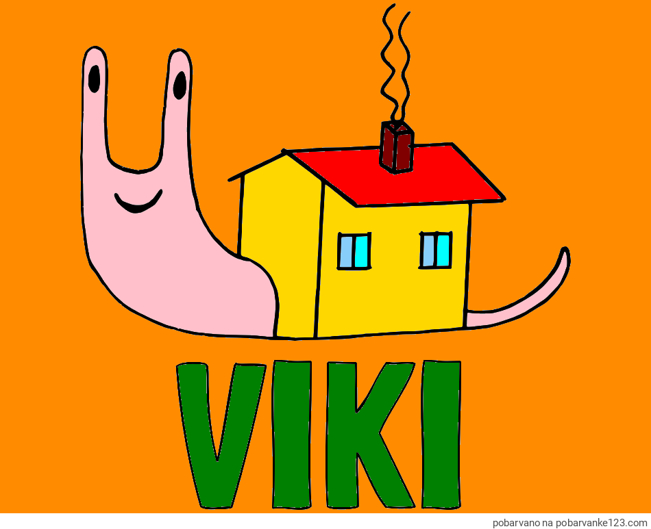 POBARVANA POBARVANKA - Pobarvanka imena VIKI in pobarvanka polžka s hiško