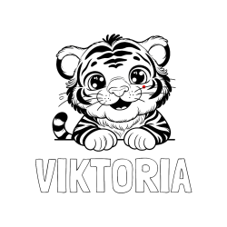 Pobarvana pobarvanka - Pobarvanka imena VIKTORIA in pobarvanka tigrček