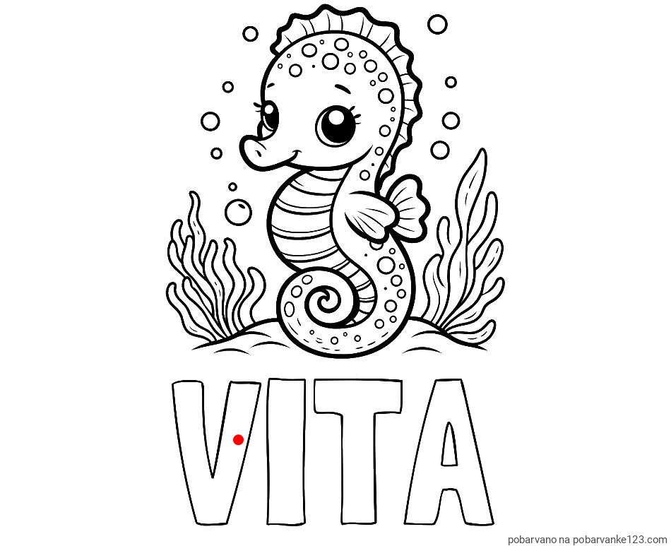 POBARVANA POBARVANKA - Pobarvanka imena VITA in pobarvanka morskega konjička