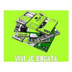 Pobarvana pobarvanka - Pobarvanka imena VIVI JE BOGATA in pobarvanka evrskih bankovcev