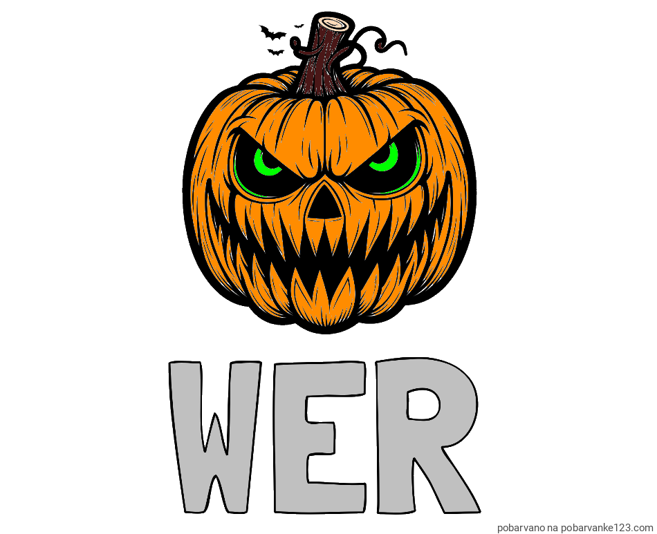 POBARVANA POBARVANKA - Pobarvanka imena WER in pobarvanka zlobne buče za noč čarovnic