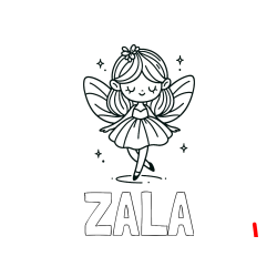 Pobarvana pobarvanka - Pobarvanka imena ZALA in enostavna pobarvanka čarobne vile