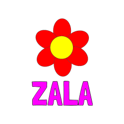 Pobarvana pobarvanka - Pobarvanka imena ZALA in otroška pobarvanka cveta