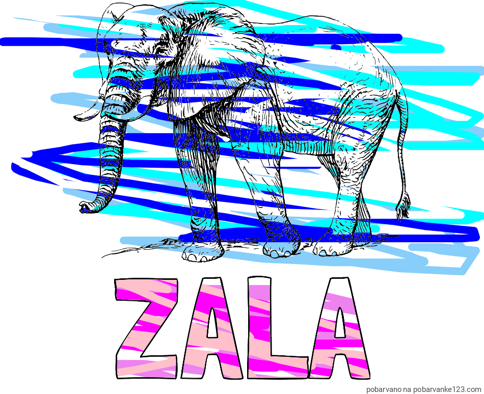 POBARVANA POBARVANKA - Pobarvanka imena ZALA in pobarvanka mogočnega slona