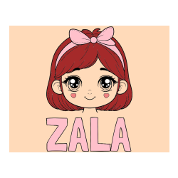 Pobarvana pobarvanka - Pobarvanka imena ZALA in pobarvanka obraza ljubke punčke