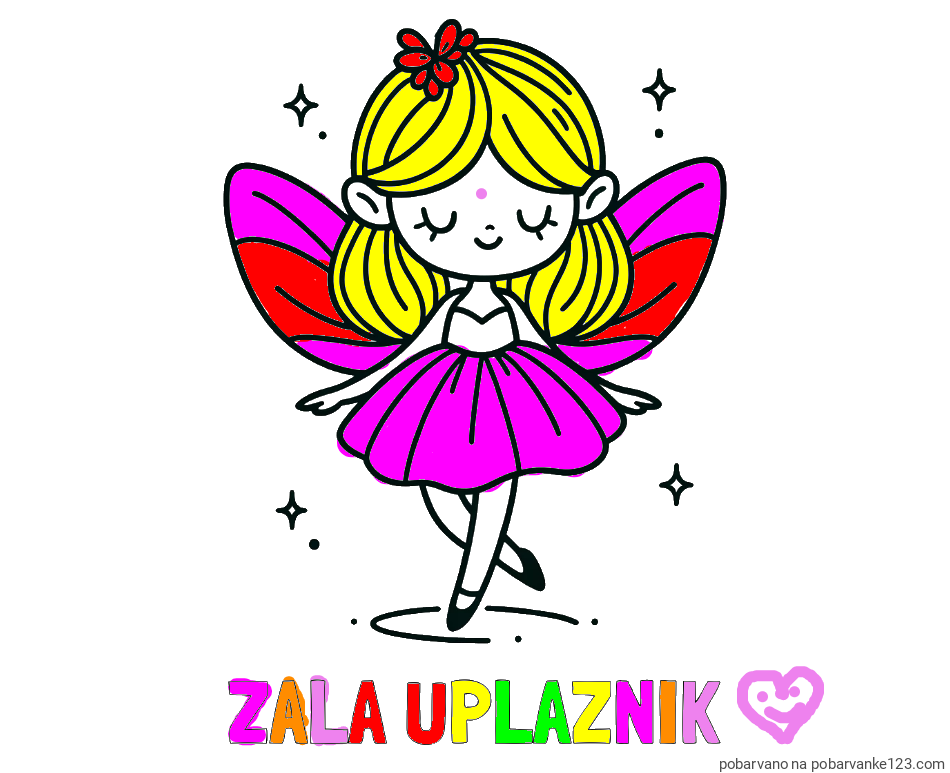 POBARVANA POBARVANKA - Pobarvanka imena ZALA UPLAZNIK in enostavna pobarvanka čarobne vile