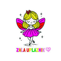 Pobarvana pobarvanka - Pobarvanka imena ZALA UPLAZNIK in enostavna pobarvanka čarobne vile