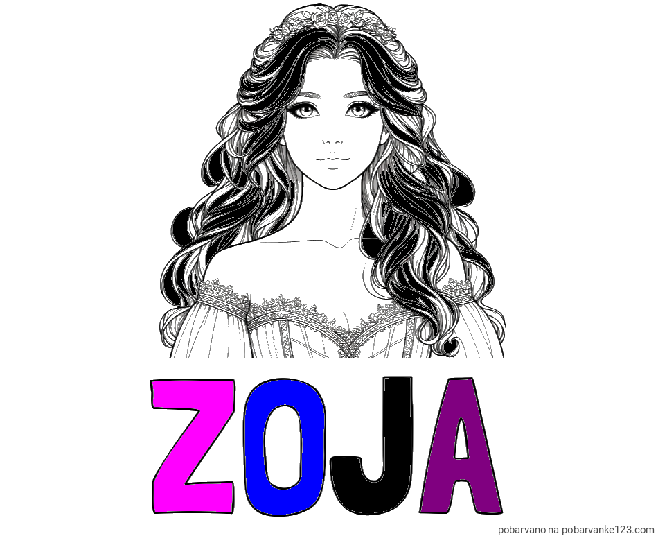POBARVANA POBARVANKA - Pobarvanka imena ZOJA in pobarvanka lepe princese