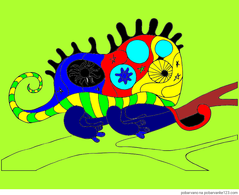 POBARVANA POBARVANKA - Pobarvanka kameleona  mandale