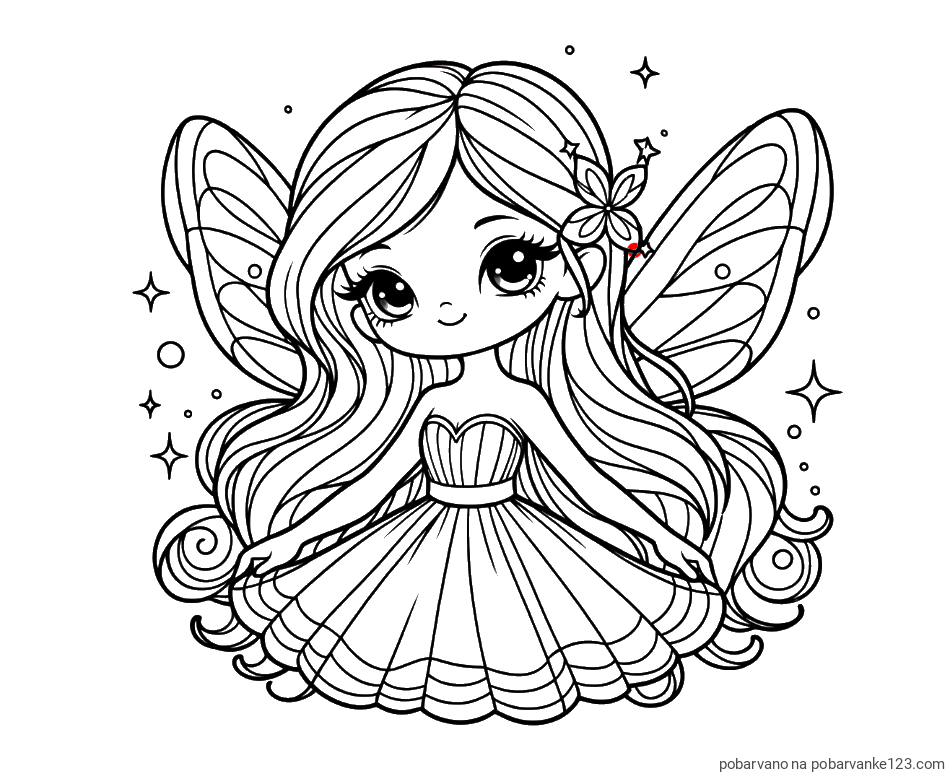 POBARVANA POBARVANKA - Pobarvanka ljubke in nasmejane čarobne vile