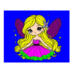 POBARVANA POBARVANKA - Pobarvanka ljubke in nasmejane čarobne vile