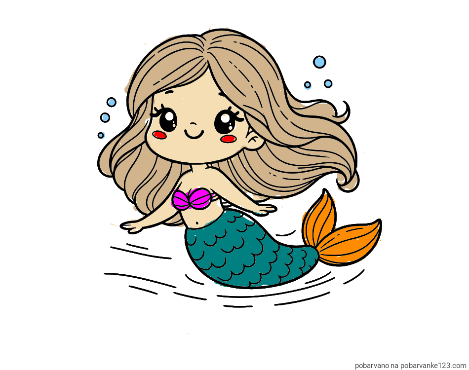 POBARVANA POBARVANKA - Pobarvanka ljubke morske deklice