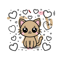 POBARVANA POBARVANKA - Pobarvanka ljubke mucke obdane z veliko srčki