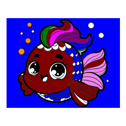 Pobarvana pobarvanka - Pobarvanka ljubke pravljične ribe