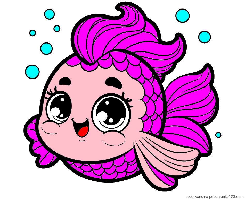 POBARVANA POBARVANKA - Pobarvanka ljubke pravljične ribe