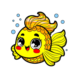 Pobarvana pobarvanka - Pobarvanka ljubke pravljične ribe