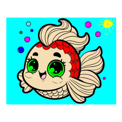 POBARVANA POBARVANKA - Pobarvanka ljubke pravljične ribe