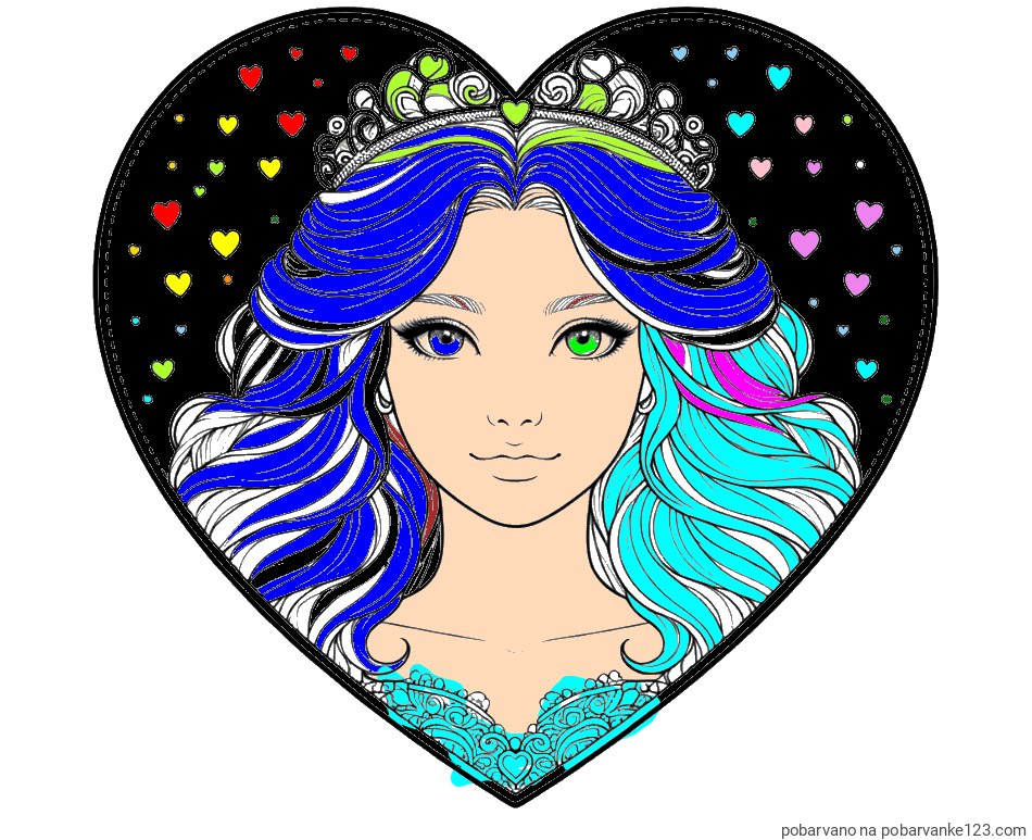 POBARVANA POBARVANKA - Pobarvanka ljubke princese v srčku