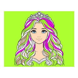 POBARVANA POBARVANKA - Pobarvanka ljubke princese z bujnimi lasmi