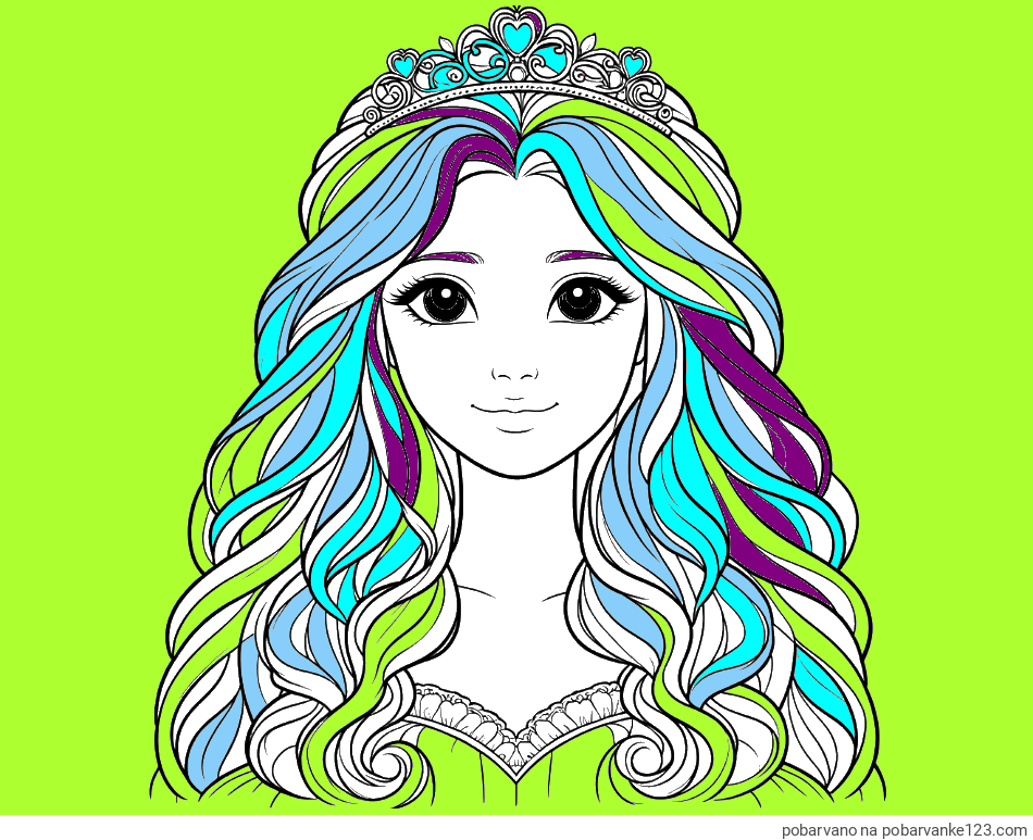 POBARVANA POBARVANKA - Pobarvanka ljubke princese z bujnimi lasmi