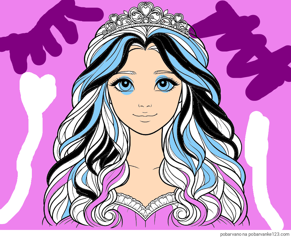 POBARVANA POBARVANKA - Pobarvanka ljubke princese z bujnimi lasmi