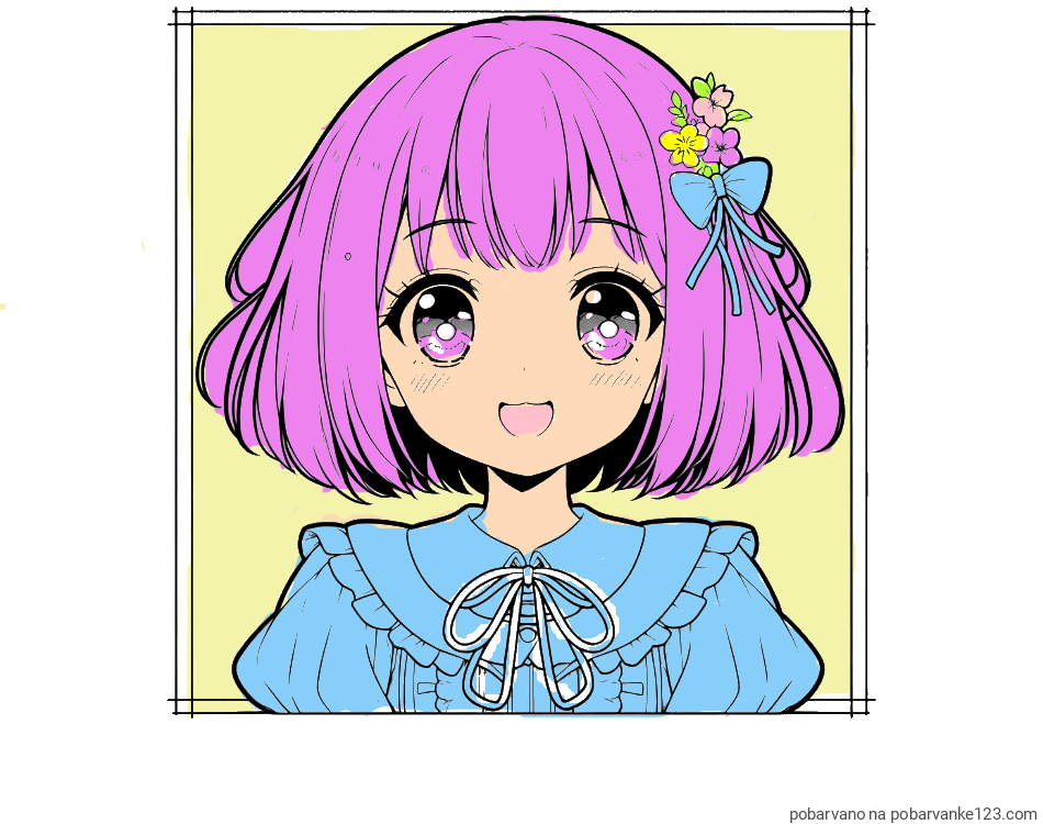 POBARVANA POBARVANKA - Pobarvanka ljubke punčke v anime slogu