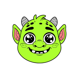 Pobarvana pobarvanka - Pobarvanka ljubke škratove glave