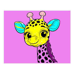 Pobarvana pobarvanka - Pobarvanka ljubke žirafe z velikimi očmi