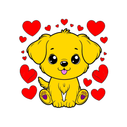 POBARVANA POBARVANKA - Pobarvanka ljubkega kužka obdanega s srčki