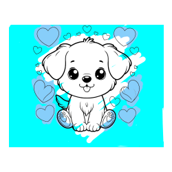 POBARVANA POBARVANKA - Pobarvanka ljubkega kužka obdanega s srčki