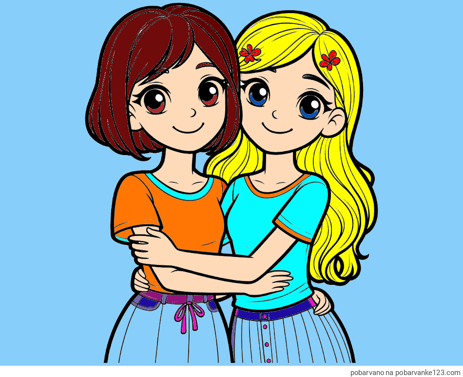 POBARVANA POBARVANKA - Pobarvanka ljubkih prijateljic