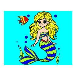 POBARVANA POBARVANKA - Pobarvanka male morske deklice in ribice