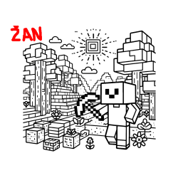 Pobarvana pobarvanka - Pobarvanka Minecraft sveta